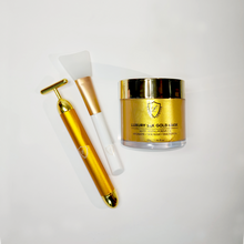 Load image into Gallery viewer, ladies armour anti aging luxury 24k gold facial mask kit with brush and facial massager
